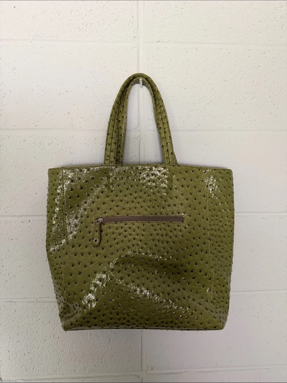 Big Buddha Santa Barbra Green Studded Crocodile Embossed Tote Bag